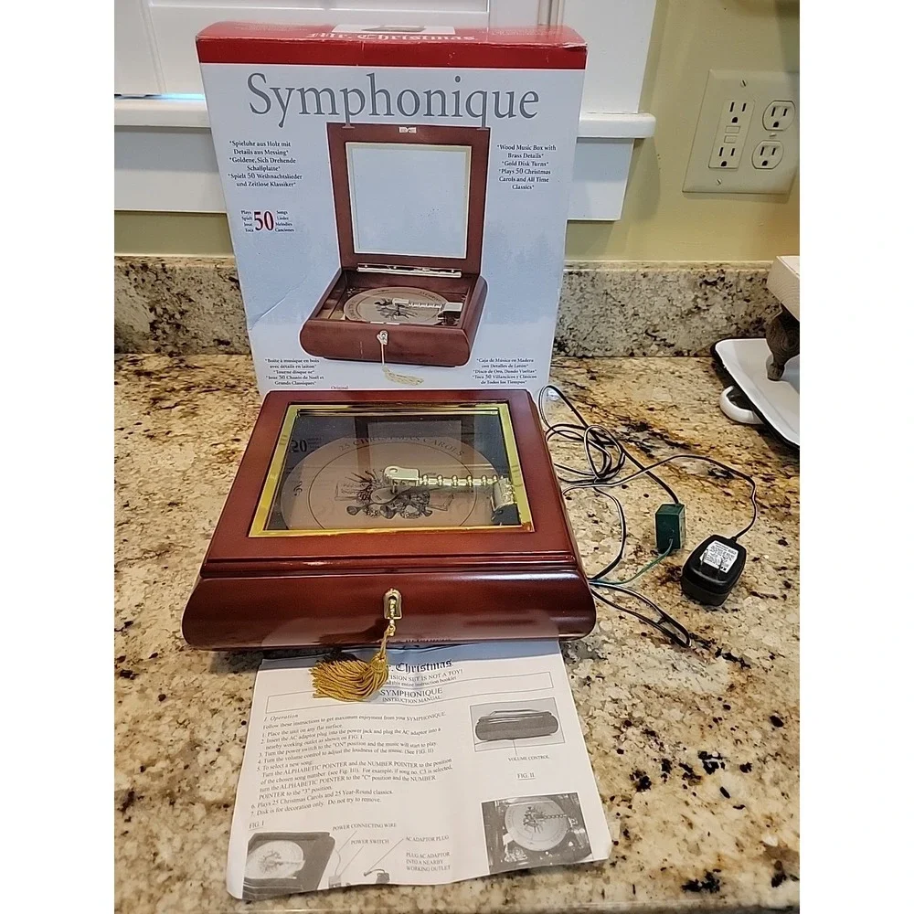 Mr. Christmas Symphonique Music Box 50 Songs Wood & Brass w/ Original Box Tested
